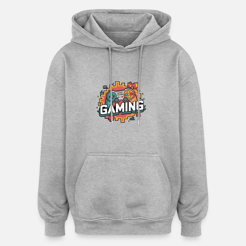 Gaming - Controller - Oversized Unisex Hoodie - Grau meliert
