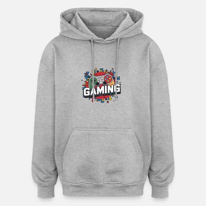 Gaming - Controller - Oversized Unisex Hoodie - Grau meliert