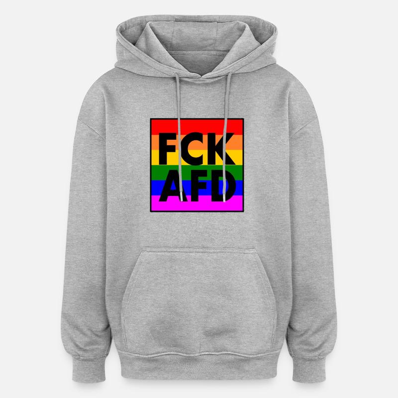 Fck afd - Sweat à capuche oversize unisexe - gris chiné