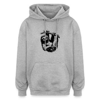 Niedliches Faultier Baum Bleistift Zeichnung - Oversized Unisex Hoodie - Grau meliert - Vorne - Noah (186cm)