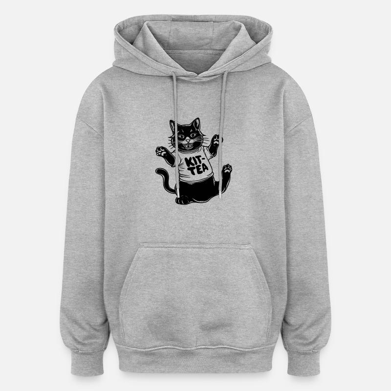 Lustiger Katzen-Kit-Tee - Oversized Unisex Hoodie - Grau meliert