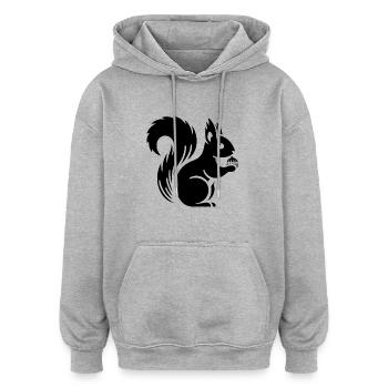Silhouette d’écureuil minimaliste avec écrou - Sweat à capuche oversize unisexe - gris chiné - Devant - Noah (186cm)