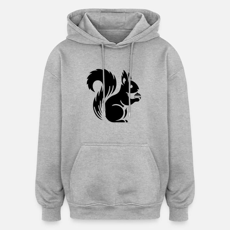 Silhouette d’écureuil minimaliste avec écrou - Sweat à capuche oversize unisexe - gris chiné