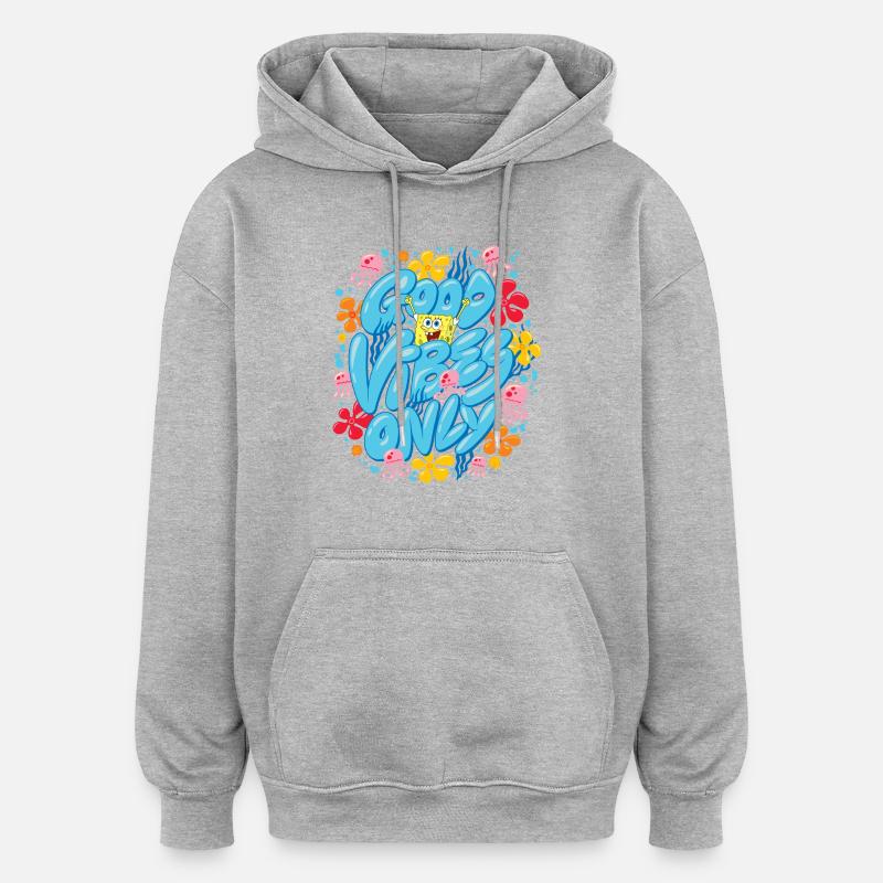 Bob l'Éponge Good Vibes Only - Sweat à capuche oversize unisexe - gris chiné