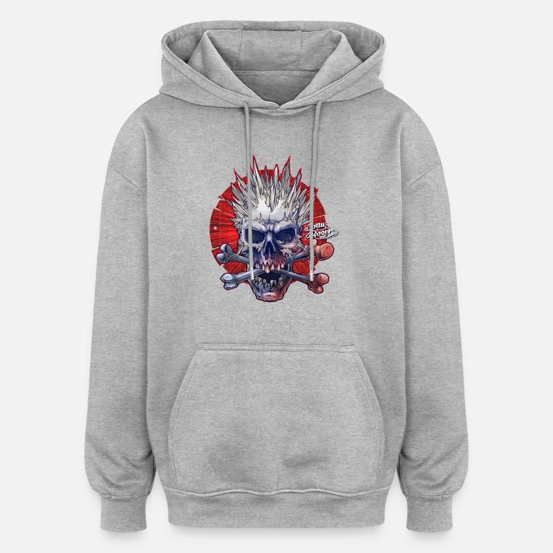 Jolly Roger - Sweat à capuche oversize unisexe - gris chiné