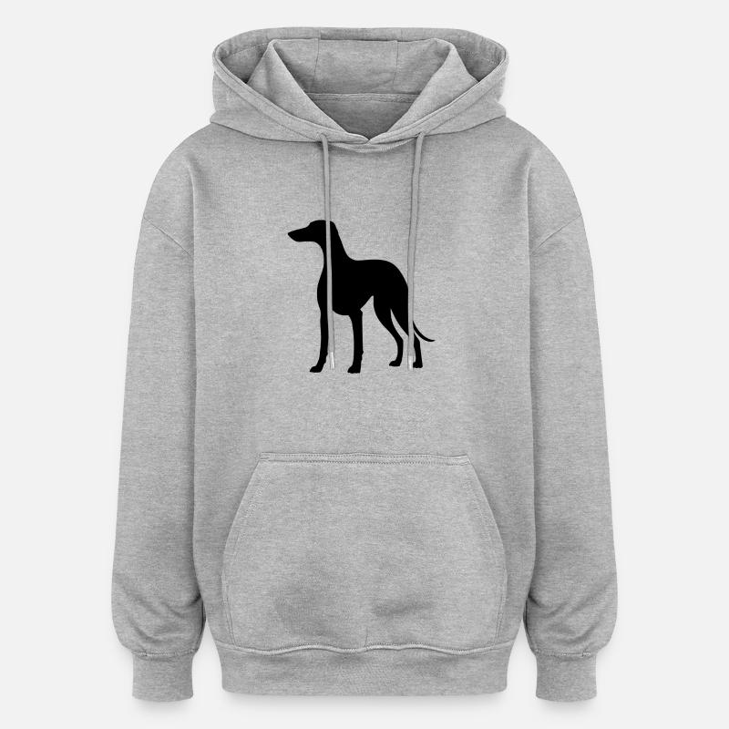 Silhouette de lévrier - Sweat à capuche oversize unisexe - gris chiné