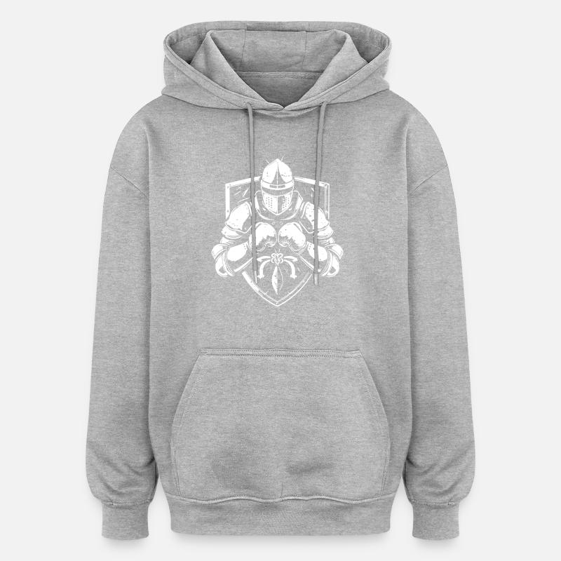 Chevalier boxeur combattant - Sweat à capuche oversize unisexe - gris chiné