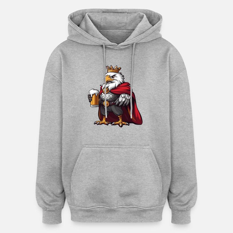 Bière Eagle Drôle - Sweat à capuche oversize unisexe - gris chiné