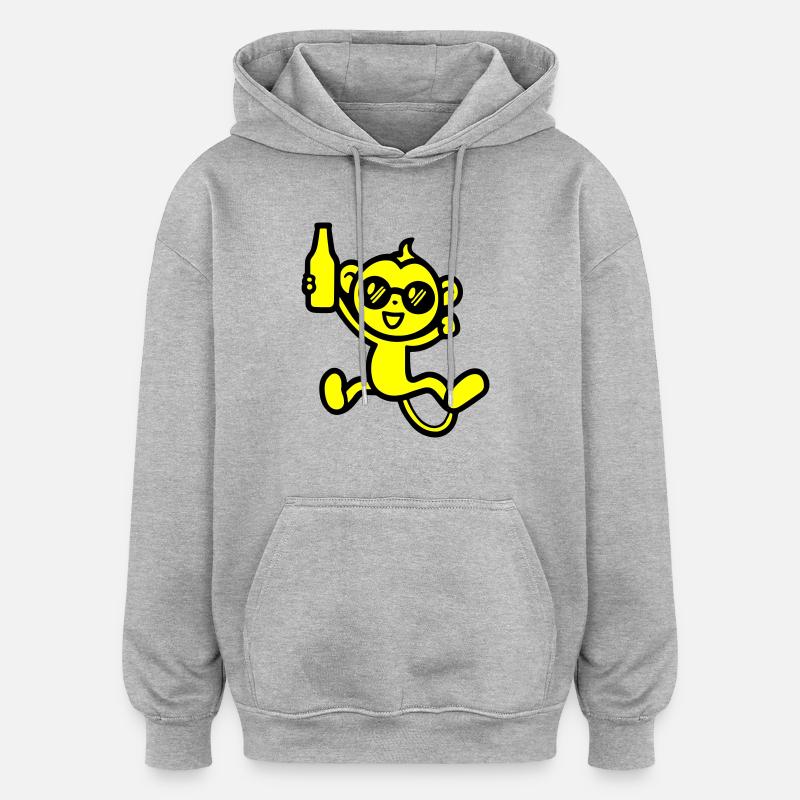 Monkey Party Bière Drôle - Sweat à capuche oversize unisexe - gris chiné