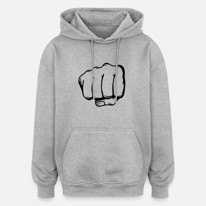 poing - Sweat à capuche oversize unisexe - gris chiné