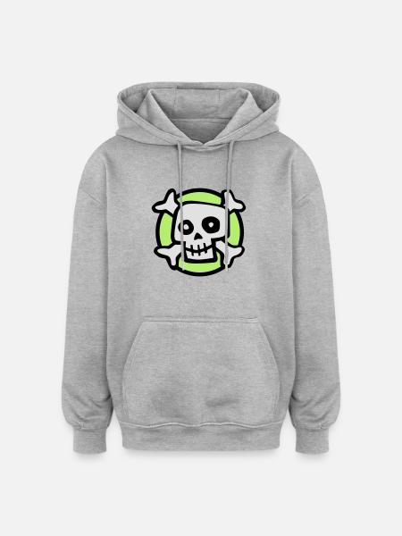 comic_skull_072011_c_3c - Sweat à capuche oversize unisexe - gris chiné