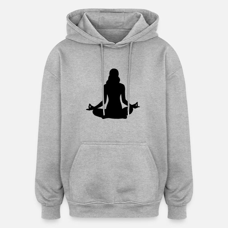 Scène de Yoga - Sweat à capuche oversize unisexe - gris chiné