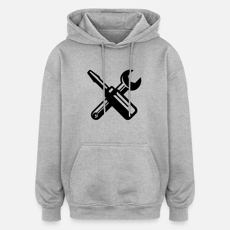 screwdriver wrench carpenter profession - Sweat à capuche oversize unisexe - gris chiné