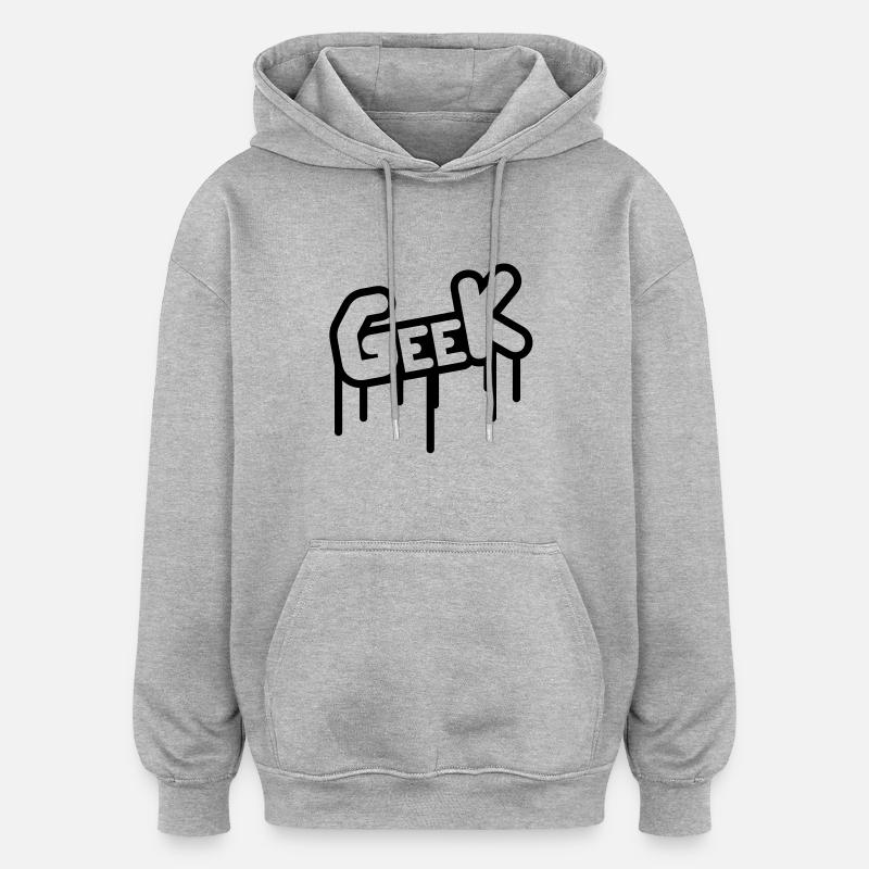 geek_graffiti - Sweat à capuche oversize unisexe - gris chiné