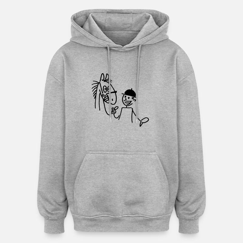 Cheval et Cavalier - Sweat à capuche oversize unisexe - gris chiné