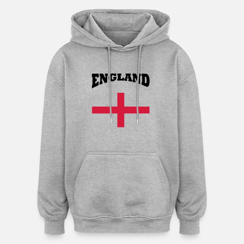England + cross - Sweat à capuche oversize unisexe - gris chiné