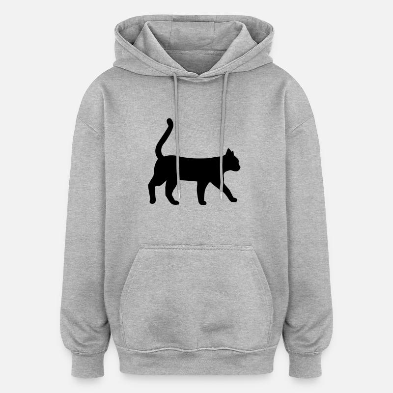 Chat - Sweat à capuche oversize unisexe - gris chiné