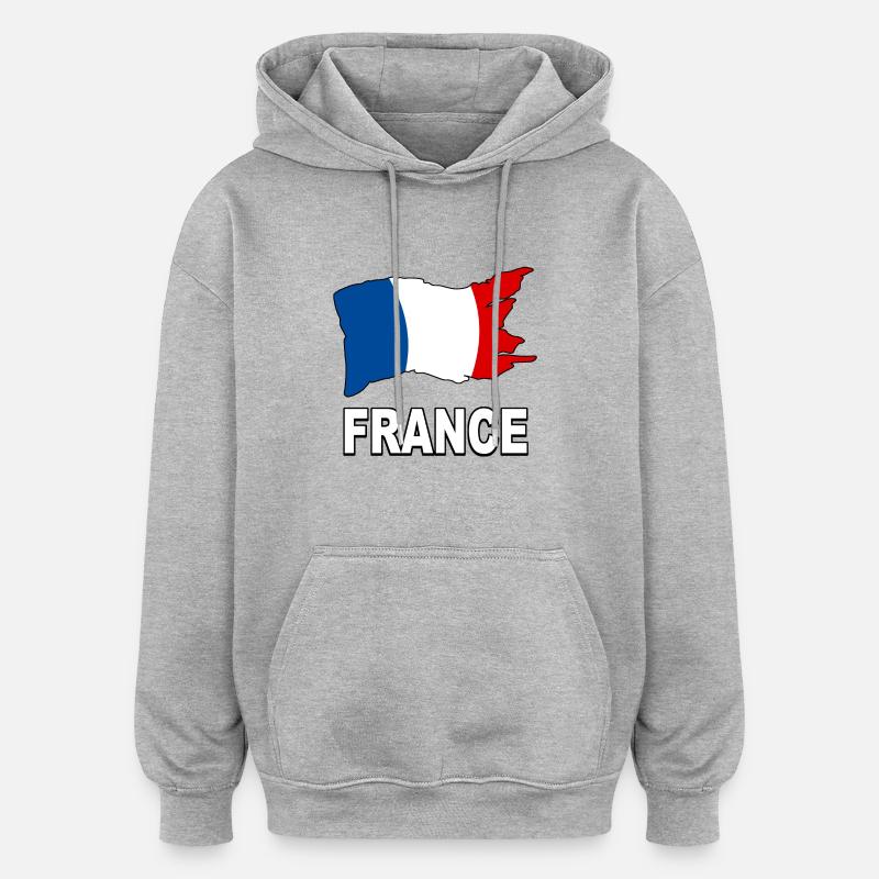 france drapeau 04 - Sweat à capuche oversize unisexe - gris chiné