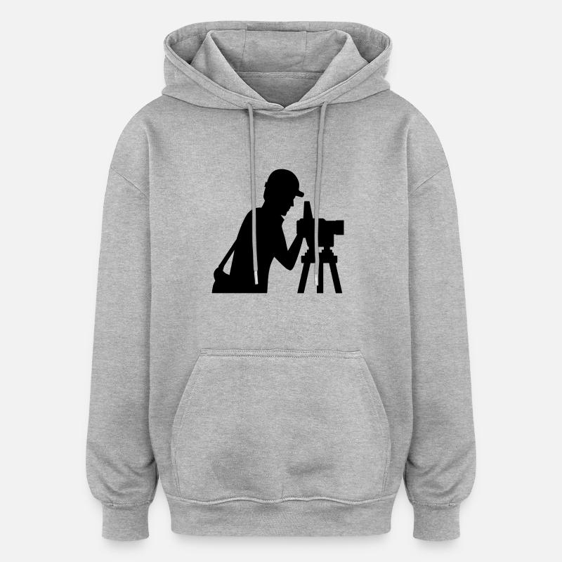 Géomètre - Sweat à capuche oversize unisexe - gris chiné