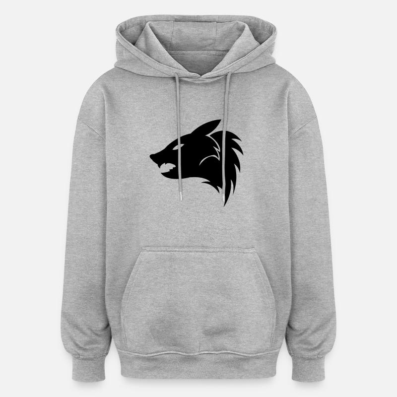 wolf - Sweat à capuche oversize unisexe - gris chiné