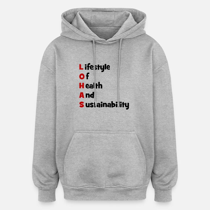 LOHAS - Sweat à capuche oversize unisexe - gris chiné