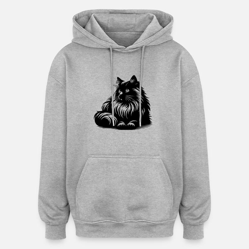 Chat Ragdoll - Sweat à capuche oversize unisexe - gris chiné