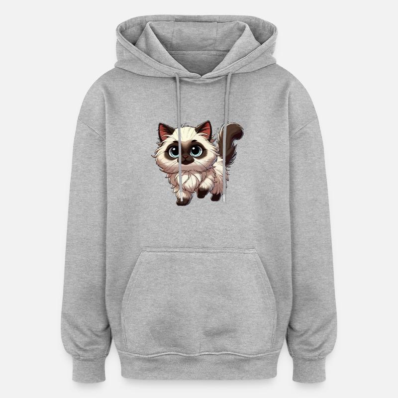 Ragdoll chat bébé - Sweat à capuche oversize unisexe - gris chiné