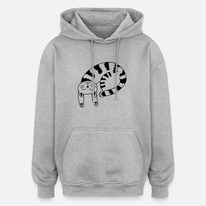 Lineart pour chat - Sweat à capuche oversize unisexe - gris chiné