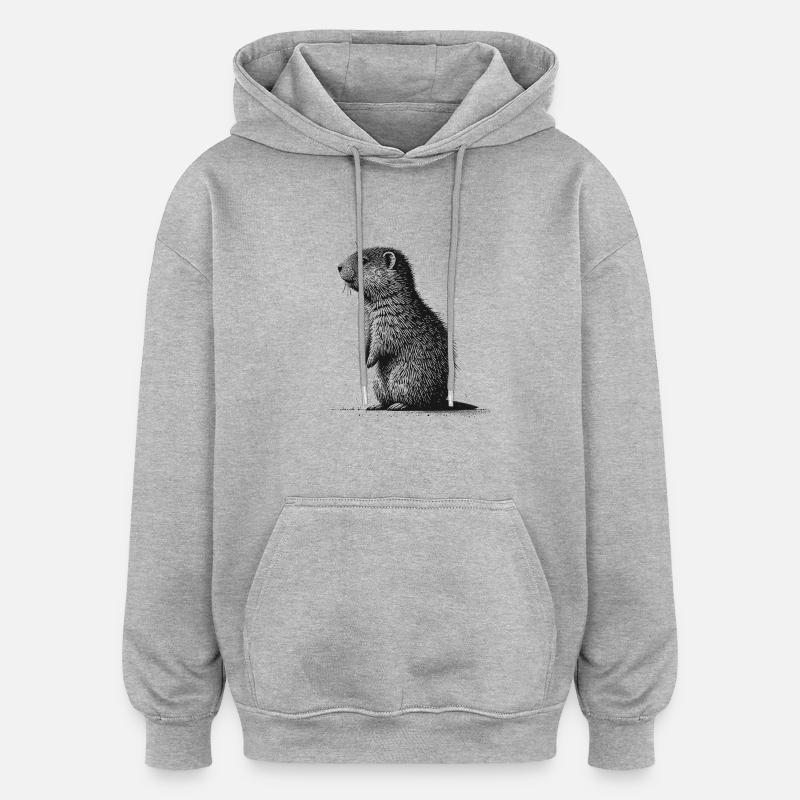 Marmotte - Sweat à capuche oversize unisexe - gris chiné