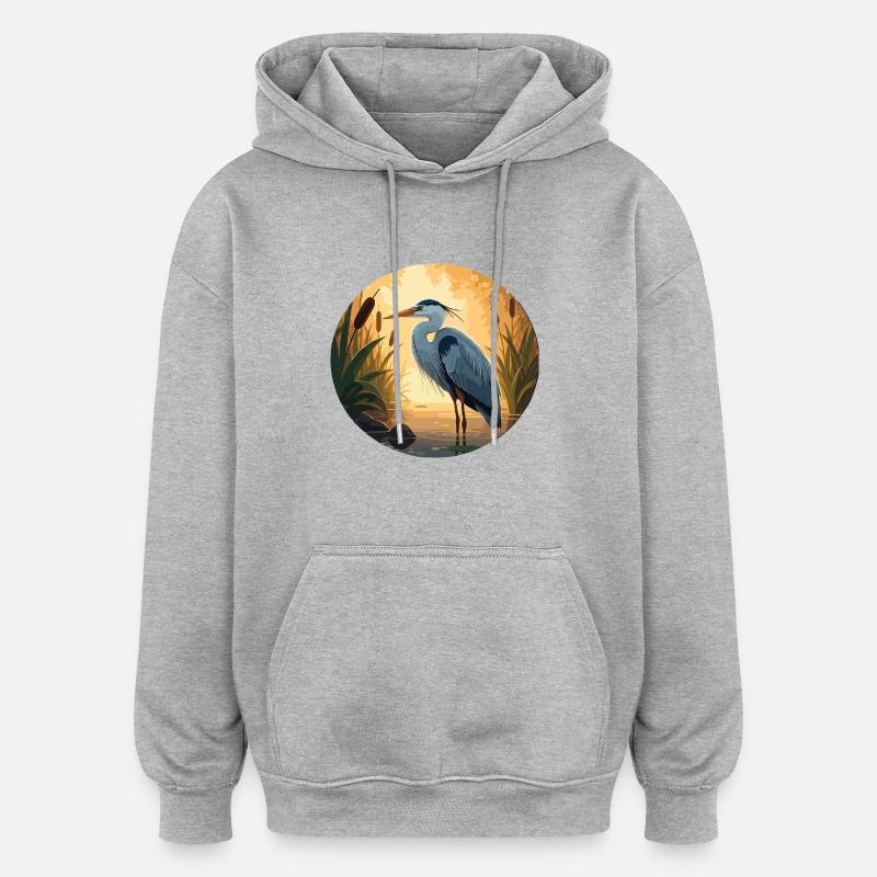 Blauer Reiher von Backlight - Oversized Unisex Hoodie - Grau meliert