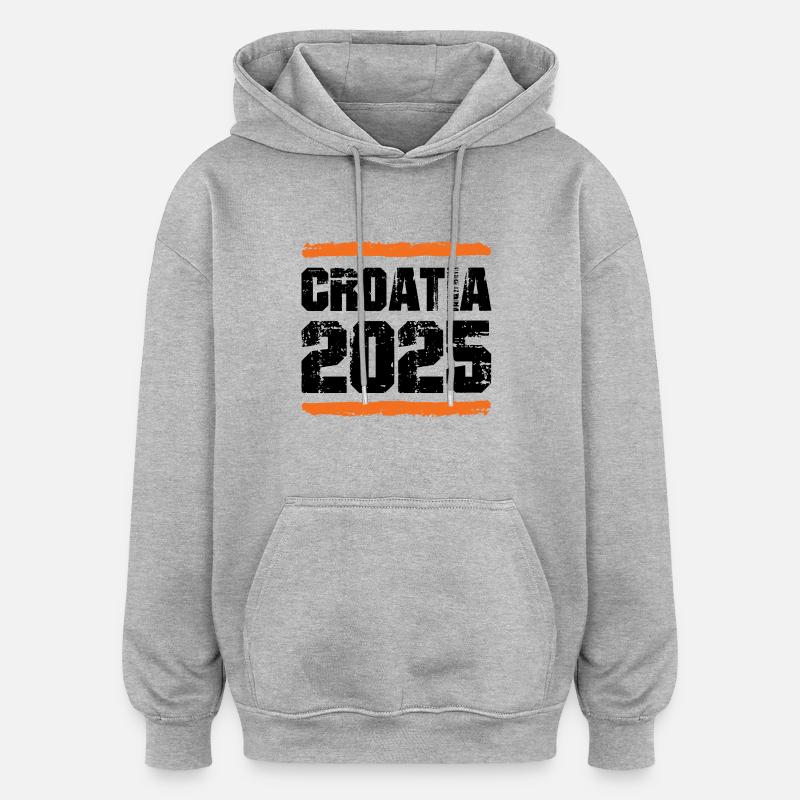 Croatie 2025 Équipe - Sweat à capuche oversize unisexe - gris chiné
