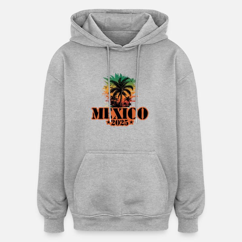 Mexiko 2025 Palmen - Oversized Unisex Hoodie - Grau meliert