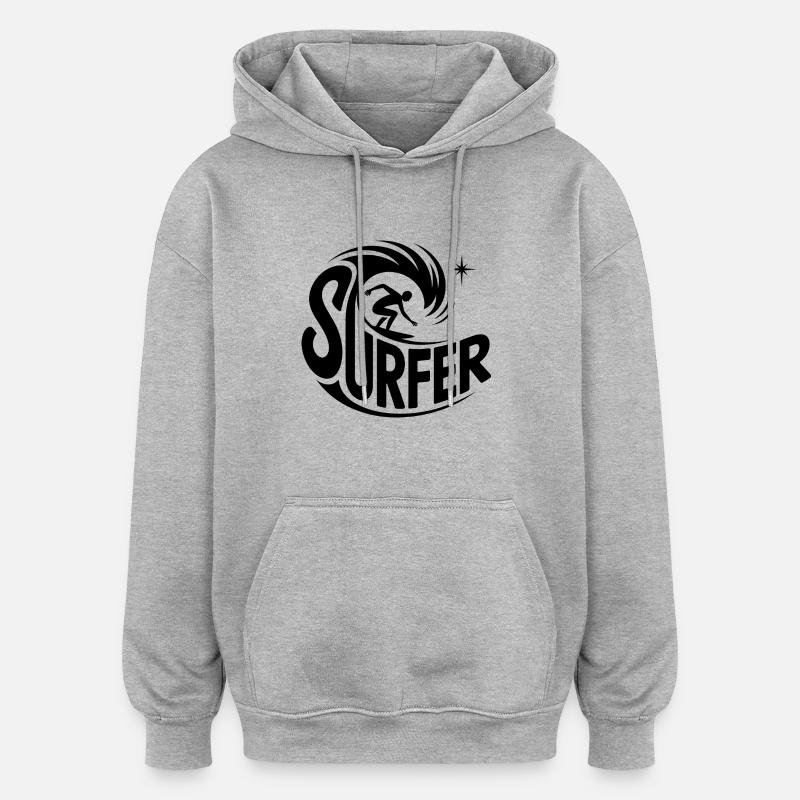 Surfer - Cool Surfer Logo - Oversized Unisex Hoodie - heather grey