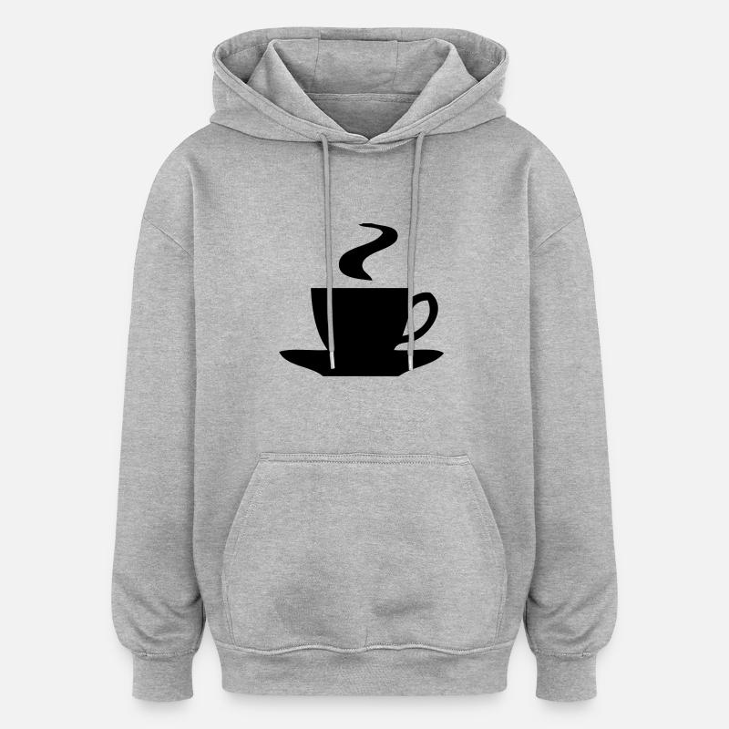 Kaffee - Tee - Oversized Unisex Hoodie - Grau meliert