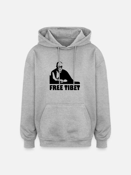 Free Tibet - Oversized Unisex Hoodie - heather grey