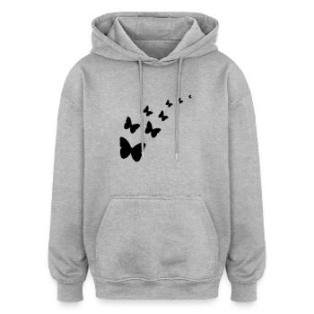 Butterflies - Oversized Unisex Hoodie - heather grey - Front - Noah (186cm)