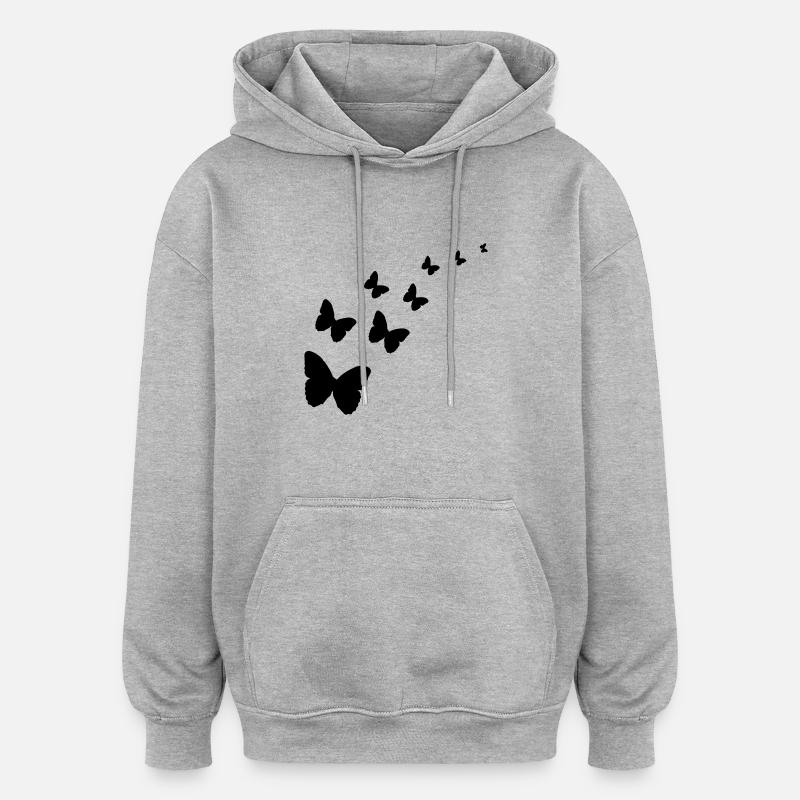 Schmetterlinge - Oversized Unisex Hoodie - Grau meliert