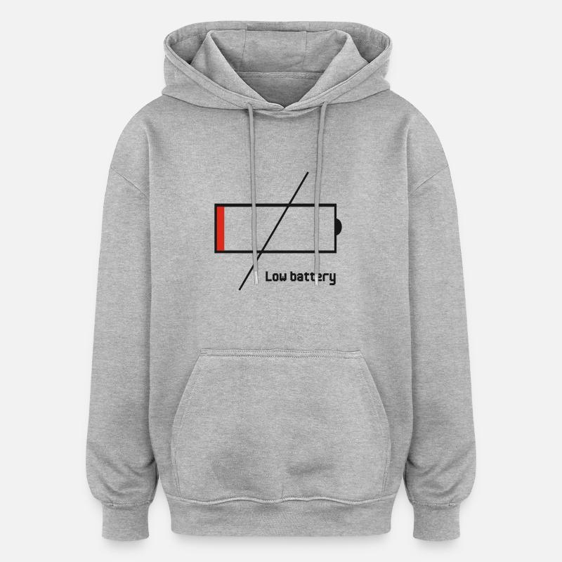 low_battery - Sweat à capuche oversize unisexe - gris chiné