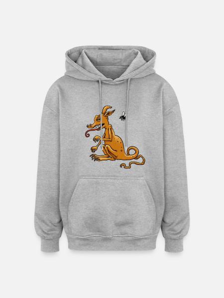Ulkiges Viech - Oversized Unisex Hoodie - Grau meliert
