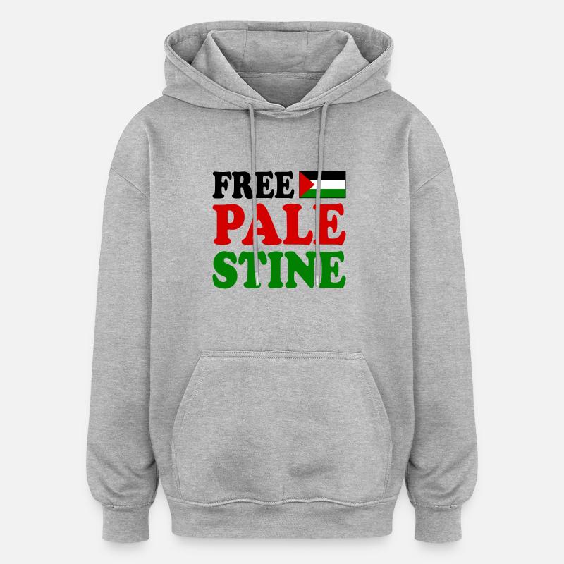 Free palestine - Sweat à capuche oversize unisexe - gris chiné