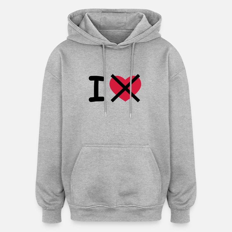 I Hate - Oversized Unisex Hoodie - heather grey