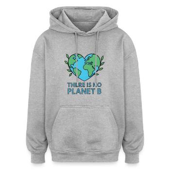 There Is No Planet B – Erde in Herzform - Oversized Unisex Hoodie - Grau meliert - Vorne - Noah (186cm)