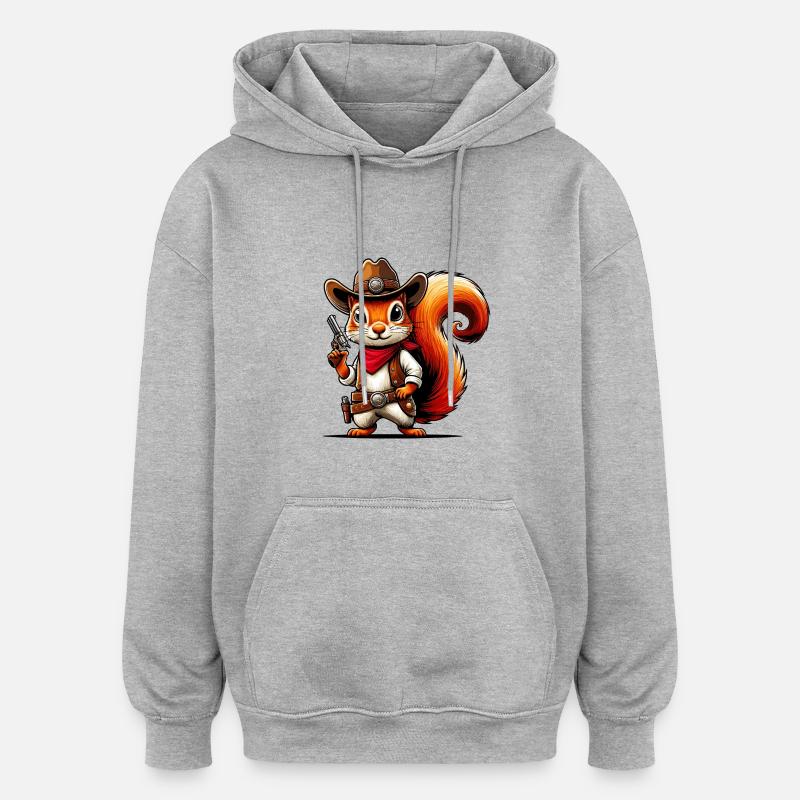 Cowboy Eichhoernchen - Oversized Unisex Hoodie - Grau meliert