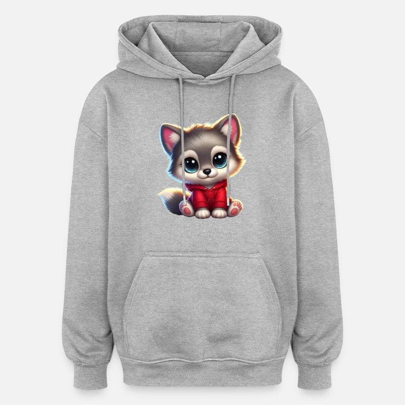 Wolf 8 - Oversized Unisex Hoodie - heather grey