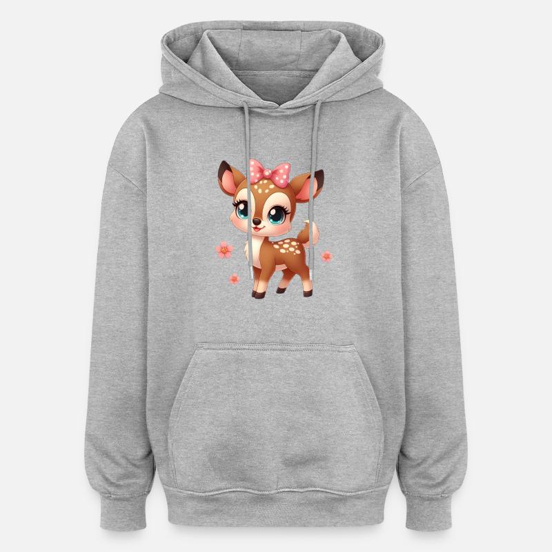 Petit Faon mignon 5 - Sweat à capuche oversize unisexe - gris chiné