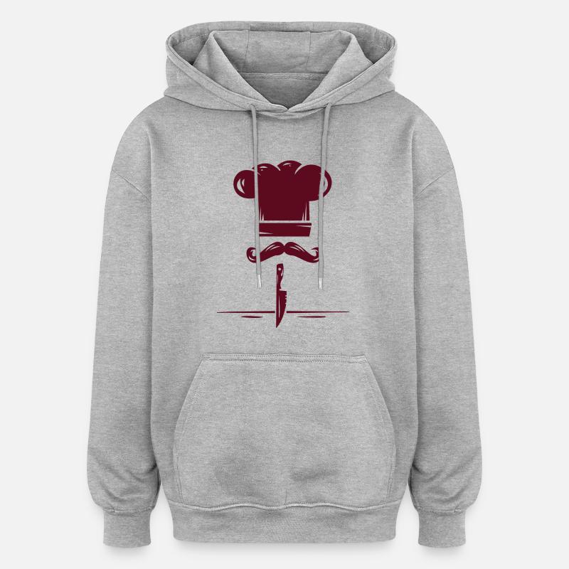 cuisine logo - Sweat à capuche oversize unisexe - gris chiné