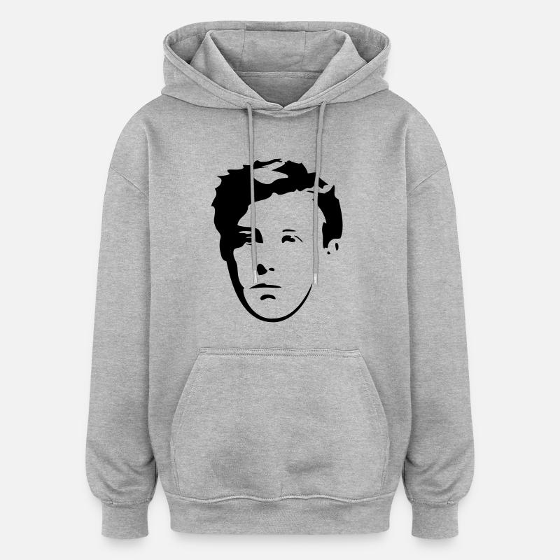 Arthur Rimbaud visage - Sweat à capuche oversize unisexe - gris chiné