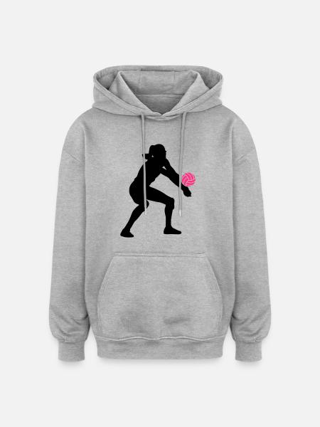 Volleyball Girl - Oversized Unisex Hoodie - Grau meliert