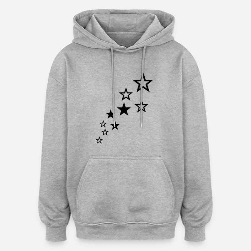 étoiles - Sweat à capuche oversize unisexe - gris chiné