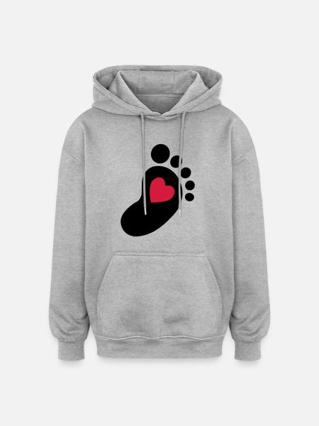 Bébé pied - Sweat à capuche oversize unisexe - gris chiné